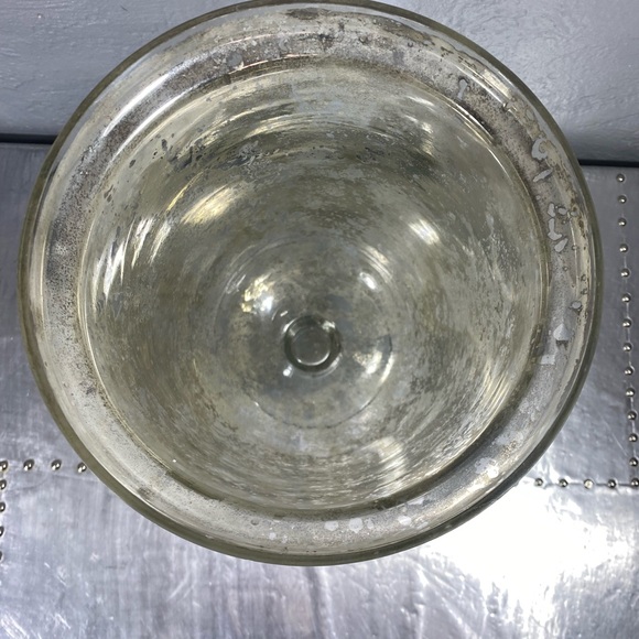 13” Silver Distressed Mercury-glass hurricane Candle Lamp - Picture 5 of 12